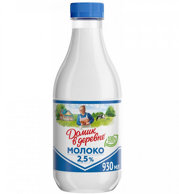 Молоко Домик в Деревне паст 2,5% 930 мл (предзаказ)